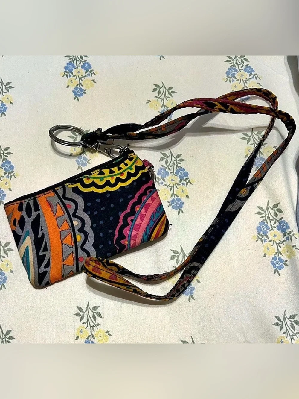 Vera Bradley Multicolor Patterned Wristlet with Red ID Window - Picture 2 of 2